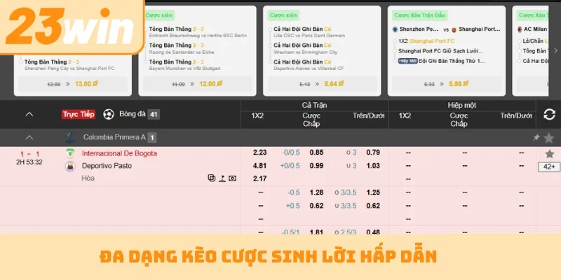 Đa dạng kèo cược sinh lời hấp dẫn